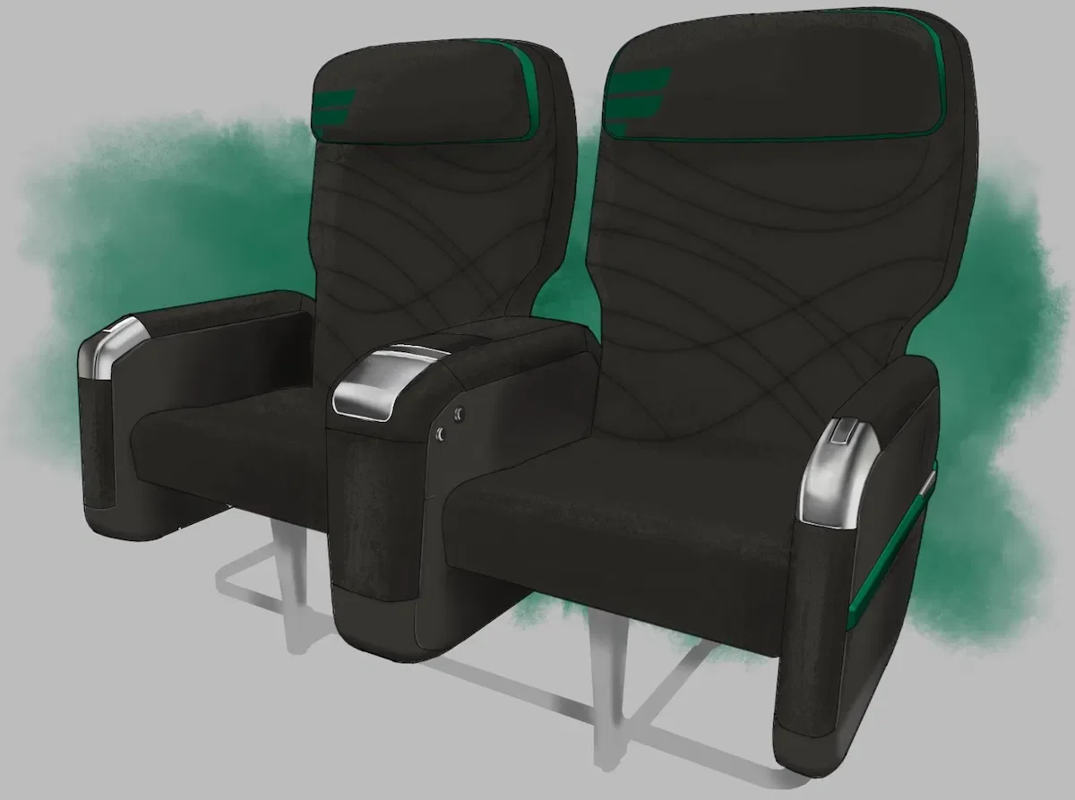 Frontier Airlines rendering of its planned first-class seats