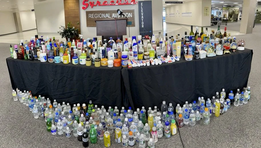 Water bottles at a TSA checkpoint