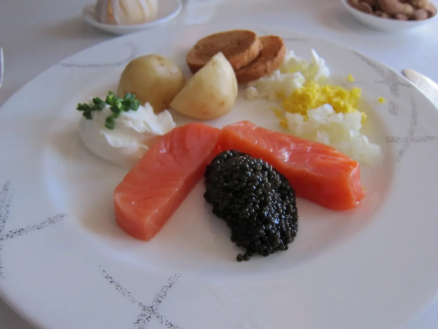 Balik salmon and caviar on Cathay Pacific