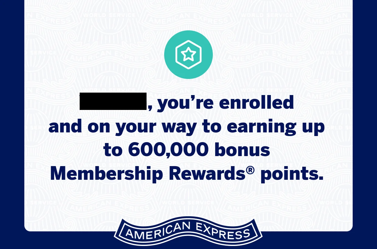 An April 2026 targeted Amex Business Platinum spending offer for up to 600,000 bonus Membership Rewards points