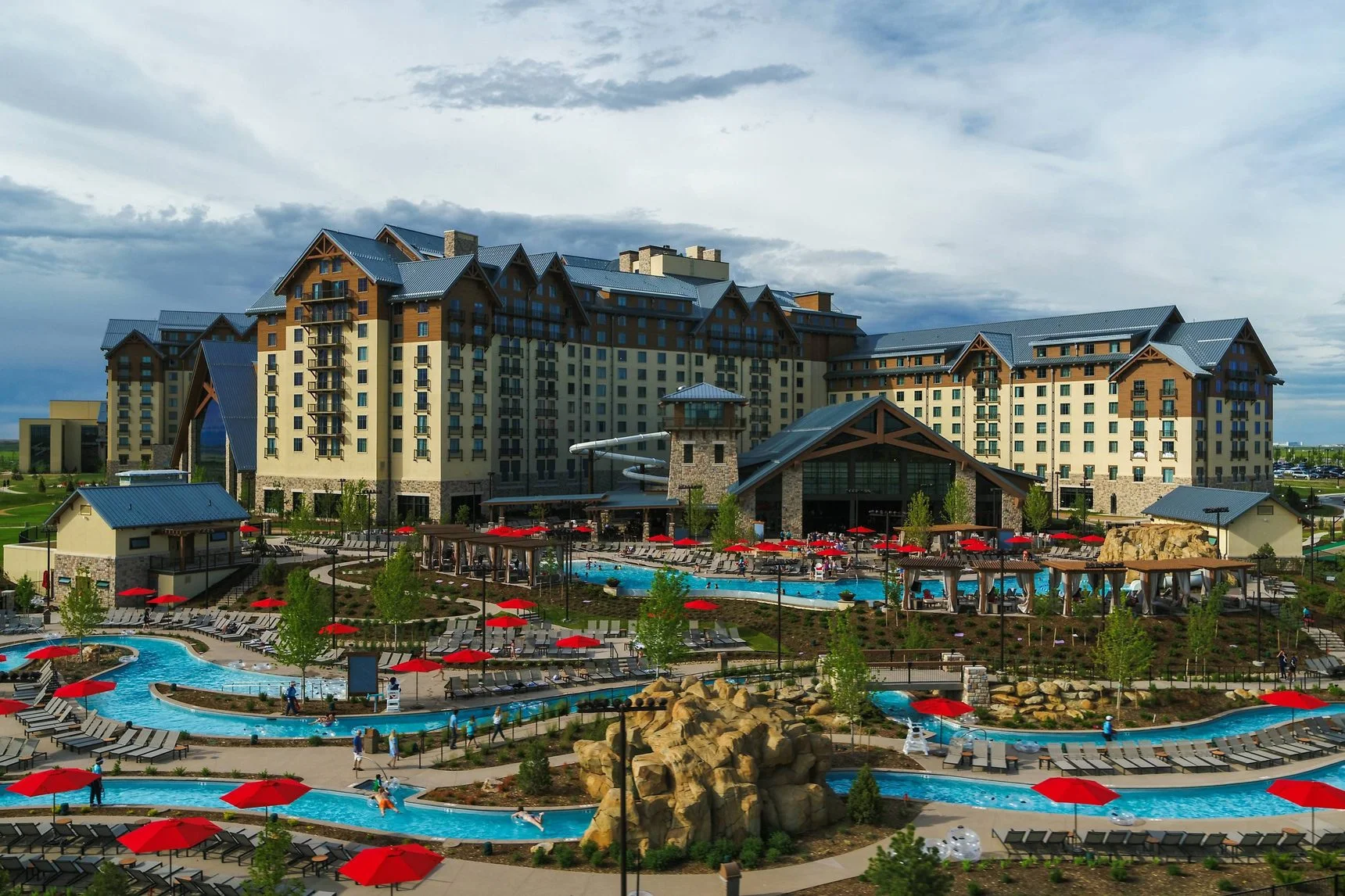 Gaylord Rockies resort in Aurora, Colorado, with outdoor pools and a lazy river