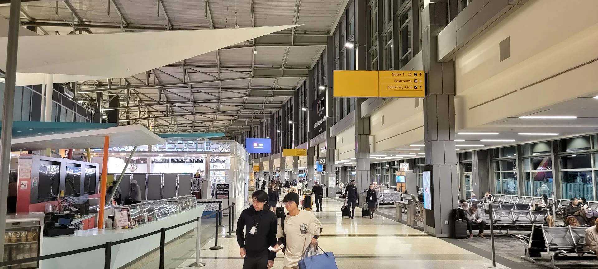 Passengers in the terminal at Austin-Bergstrom International Airport